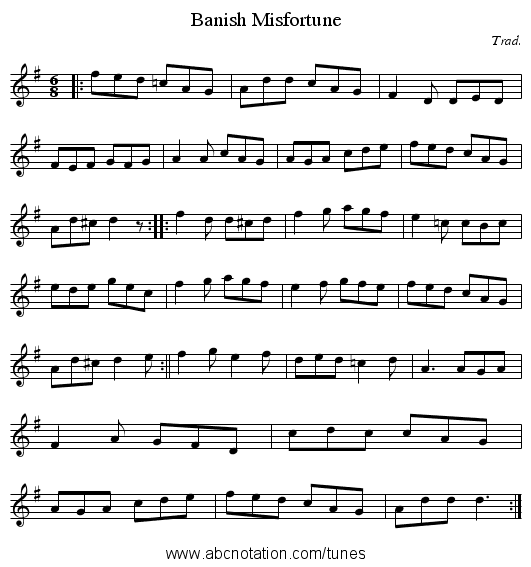 Banish Misfortune - staff notation