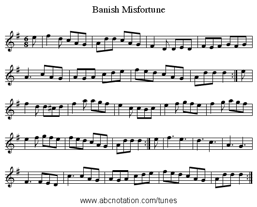 Banish Misfortune - staff notation