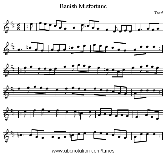 Banish Misfortune - staff notation