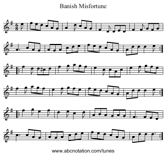 Banish Misfortune - staff notation