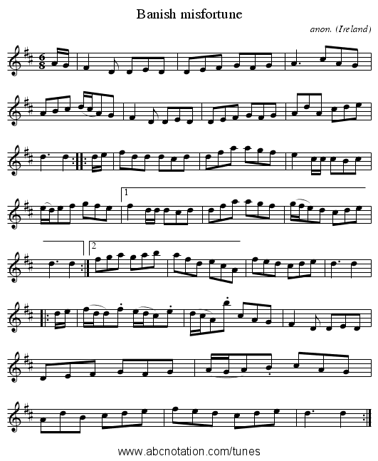 Banish misfortune - staff notation