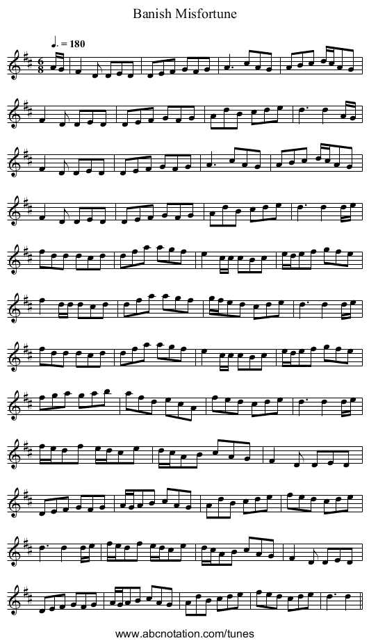 Banish Misfortune - staff notation