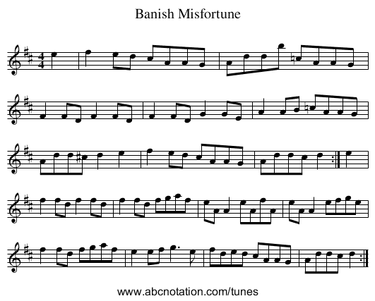 Banish Misfortune - staff notation