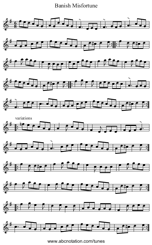 Banish Misfortune - staff notation