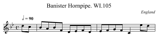 Banister Hornpipe. WI.105 - staff notation