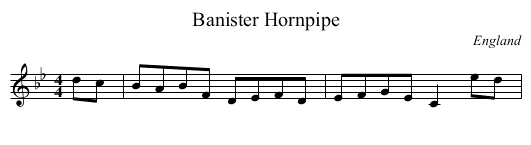 Banister Hornpipe - staff notation