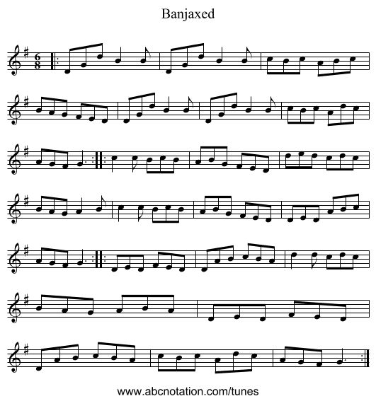 Banjaxed - staff notation