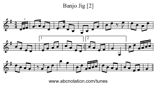 Banjo Jig [2] - staff notation