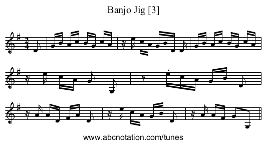 Banjo Jig [3] - staff notation