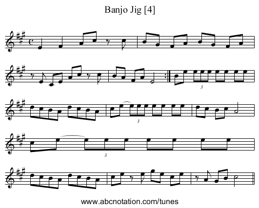 Banjo Jig [4] - staff notation
