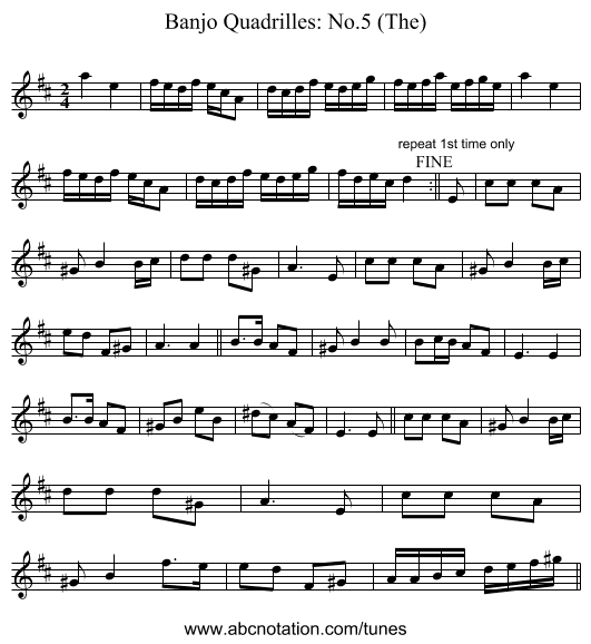 Banjo Quadrilles: No.5 (The) - staff notation