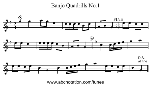 Banjo Quadrills No.1 - staff notation