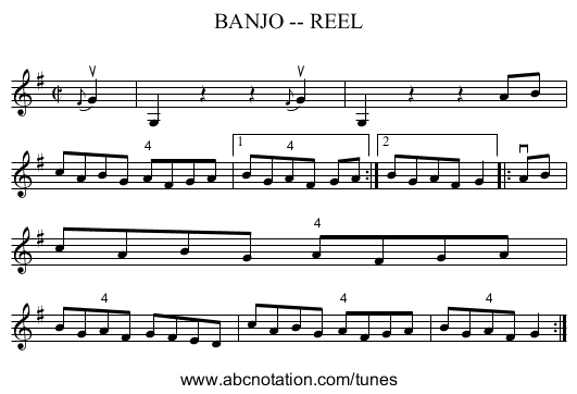 BANJO -- REEL - staff notation