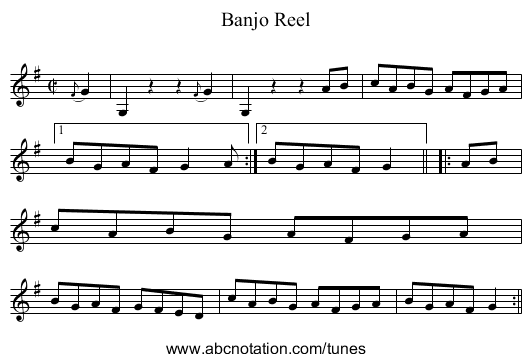 Banjo Reel - staff notation