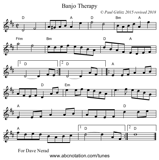 Banjo Therapy - staff notation