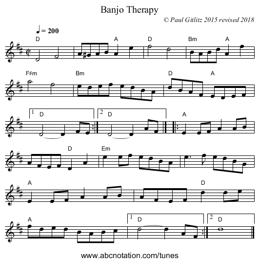 Banjo Therapy - staff notation