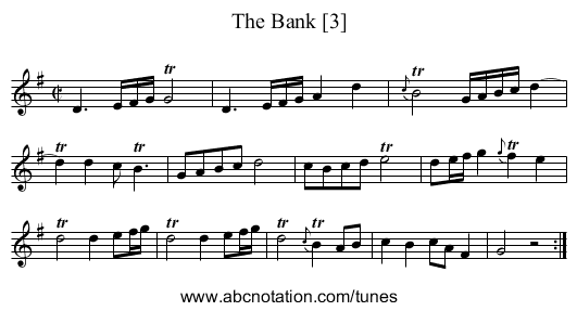 Bank [3], The - staff notation