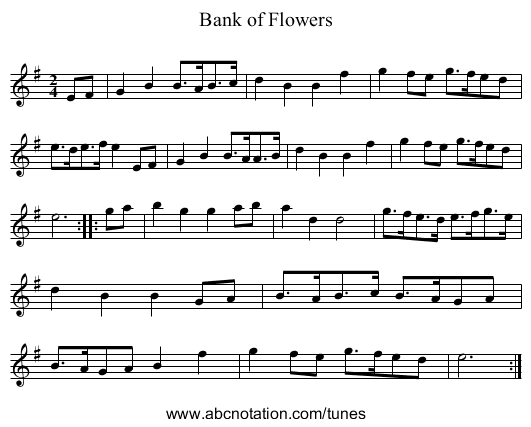 Bank of Flowers - staff notation