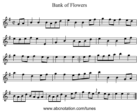 Bank of Flowers - staff notation
