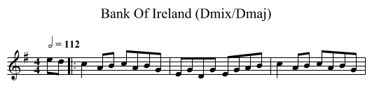 Bank Of Ireland (Dmix/Dmaj) - staff notation
