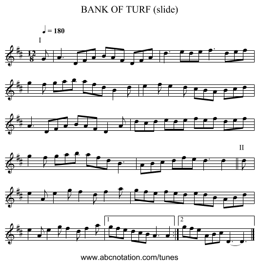 BANK OF TURF (slide) - staff notation