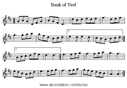 Bank of Turf - staff notation