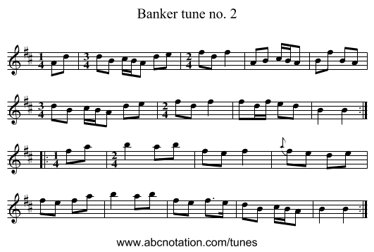 Banker tune no. 2 - staff notation
