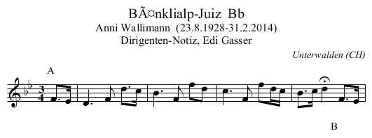 BÃ¤nklialp-Juiz  Bb - staff notation