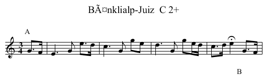 BÃ¤nklialp-Juiz  C 2+ - staff notation