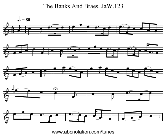 Banks And Braes. JaW.123, The - staff notation