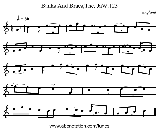 Banks And Braes,The. JaW.123 - staff notation