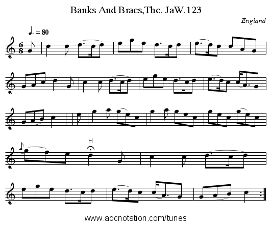 Banks And Braes,The. JaW.123 - staff notation