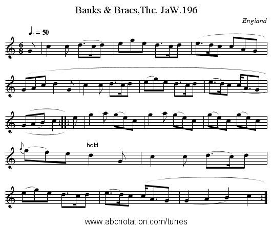 Banks & Braes,The. JaW.196 - staff notation