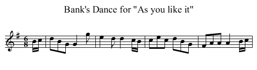 Bank's Dance for As you like it - staff notation