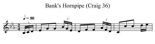 Bank's Hornpipe (Craig 36) - staff notation