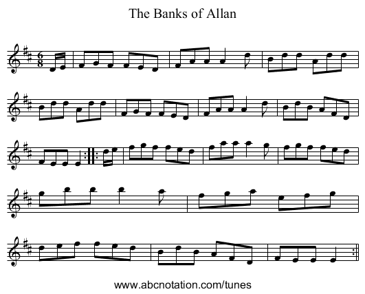 Banks of Allan, The - staff notation