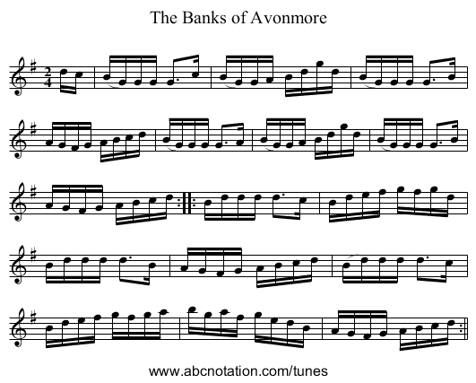 Banks of Avonmore, The - staff notation