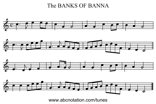 BANKS OF BANNA, The - staff notation