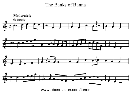 Banks of Banna, The - staff notation