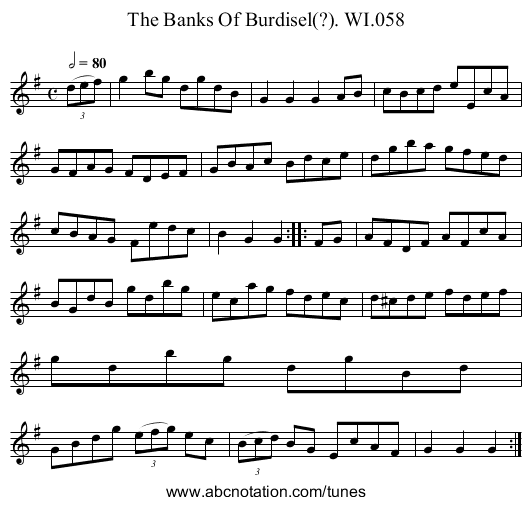 Banks Of Burdisel(?). WI.058, The - staff notation