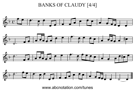 BANKS OF CLAUDY [4/4] - staff notation