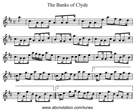 Banks of Clyde, The - staff notation