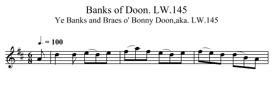 Banks of Doon. LW.145 - staff notation