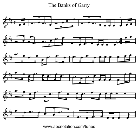 Banks of Garry, The - staff notation