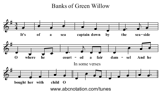 Banks of Green Willow - staff notation