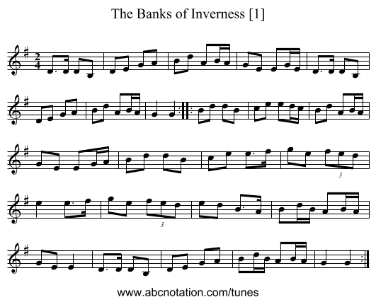 Banks of Inverness [1], The - staff notation