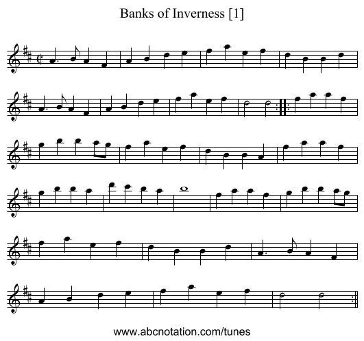 Banks of Inverness [1] - staff notation