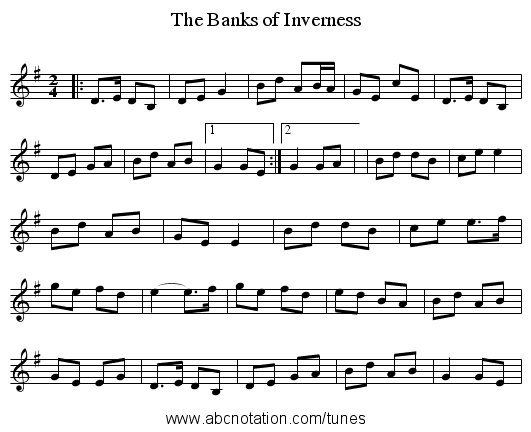 Banks of Inverness, The - staff notation