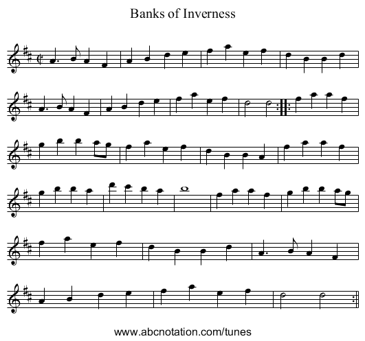 Banks of Inverness - staff notation