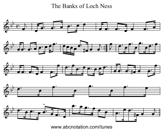 Banks of Loch Ness, The - staff notation